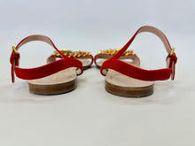 Load image into Gallery viewer, Miu Miu Red Suede and Crystal Sandals Sizes 38