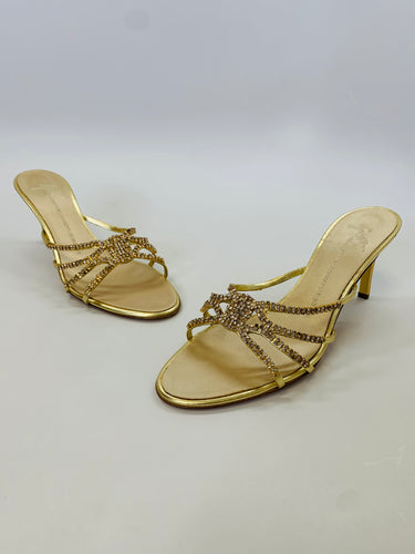 Giuseppe Zanotti Gold Crystal Sandal Size 39