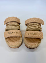 Load image into Gallery viewer, CHANEL Camel Letters Mules Size 38