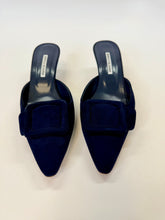 Load image into Gallery viewer, Manolo Blahnik Navy Blue Maysale Mule Size 42