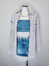Load image into Gallery viewer, Self Portrait Grey Suede Jacket Sizes 2 and 4