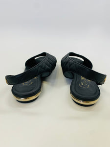 CHANEL Black Flat Slingback Sandal Size 38