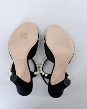 Load image into Gallery viewer, CHANEL Black Grosgrain and Man Made Pearl Sandal Size 40