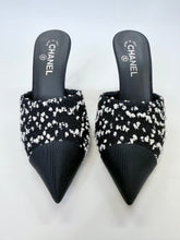 Load image into Gallery viewer, CHANEL Tweed and Man Made Pearl Mules Size 39 1/2