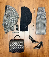Load image into Gallery viewer, CHANEL Black and Ivory Houndstooth Skirt Size 38