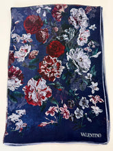 Load image into Gallery viewer, Valentino Garavani Blue Floral Silk Scarf