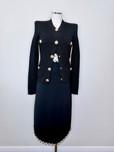 Load image into Gallery viewer, Alexis Tale Black Dress With Gold Chains Size XS