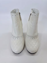 Load image into Gallery viewer, CHANEL White Leather Short CC Boots Size 37 1/2