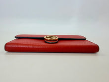 Load image into Gallery viewer, Gucci Red Interlocking G Continental Flap Wallet