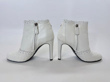 Load image into Gallery viewer, CHANEL White Leather Short CC Boots Size 37 1/2