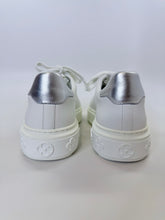 Load image into Gallery viewer, Louis Vuitton Time Out White Leather and Crystal LV Monogram Lace Up Sneakers Size 37