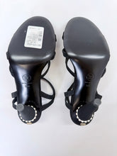 Load image into Gallery viewer, CHANEL Black Crystal and Man Made Pearl Sandals Size 39 1/2