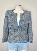 Load image into Gallery viewer, CHANEL Blue and Brown Tweed CC Button Jacket Size 42