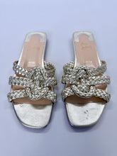 Load image into Gallery viewer, Christian Louboutin Gold Leather Marilla Flat Sandal Size 40