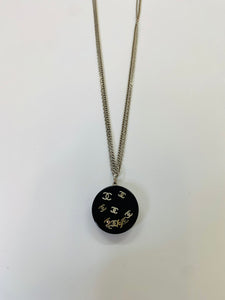 CHANEL Black CC Pendant Necklace