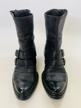 Load image into Gallery viewer, Miu Miu Black Double Buckle Motorcycle Boot Size 38