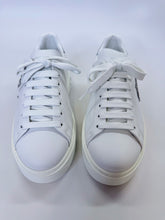 Load image into Gallery viewer, Louis Vuitton Time Out White Leather and Crystal LV Monogram Lace Up Sneakers Size 37