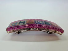 Load image into Gallery viewer, CHANEL Pink Tweed Resin CHANEL Letters Barrette