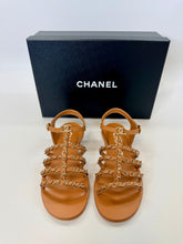 Load image into Gallery viewer, CHANEL Light Brown CC Gladiator Sandals Size 37