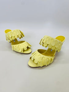 Manolo Blahnik Yellow Kelna Fringe Sandal Size 38