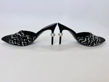 Load image into Gallery viewer, CHANEL Tweed and Man Made Pearl Mules Size 39 1/2