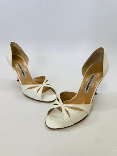 Manolo Blahnik White D’orsay Sandal Size 39 1/2