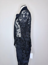 Load image into Gallery viewer, Self Portrait Black Lace Pussy Bow Shirt Size 4