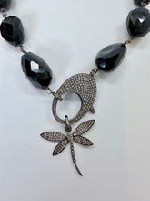 Load image into Gallery viewer, Rainey Elizabeth Black Onyx and Pave Diamond Dragonfly Pendant Necklace