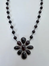 Load image into Gallery viewer, Rainey Elizabeth Silver, Diamond and Garnet Flower Pendant Necklace