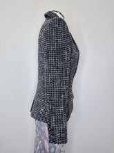 Load image into Gallery viewer, CHANEL 2022 Black, Pink and Silver Tweed Jacket With Lion CC Buttons Size 34