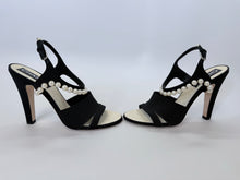 Load image into Gallery viewer, CHANEL Black Grosgrain and Man Made Pearl Sandal Size 40