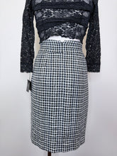 Load image into Gallery viewer, CHANEL Black and Ivory Houndstooth Skirt Size 38