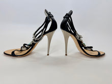 Load image into Gallery viewer, Giuseppe Zanotti Black Leather and Crystal Strappy Sandals Size 38
