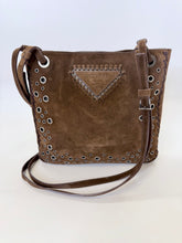 Load image into Gallery viewer, Prada Brown Scamosciato Whipstitched Logo Messenger Bag