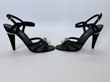 Load image into Gallery viewer, CHANEL Black Crystal and Man Made Pearl Sandals Size 39 1/2