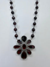 Load image into Gallery viewer, Rainey Elizabeth Silver, Diamond and Garnet Flower Pendant Necklace