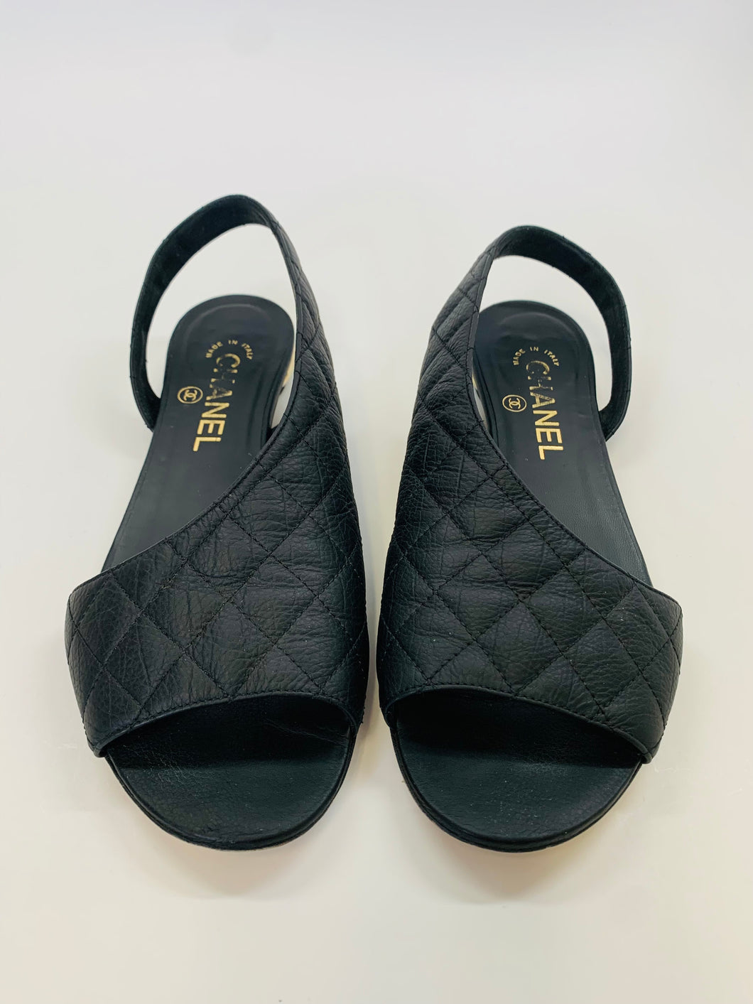 CHANEL Black Flat Slingback Sandal Size 38