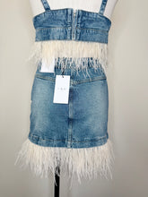 Load image into Gallery viewer, Iro Louise Blue Vintage Denim and Feather Skirt Size 36