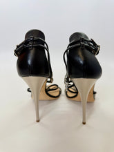 Load image into Gallery viewer, Giuseppe Zanotti Black Leather and Crystal Strappy Sandals Size 38
