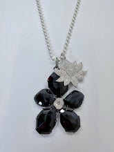 Load image into Gallery viewer, Rainey Elizabeth Sterling Silver, Diamond and Black Onyx Flower Charms Necklace