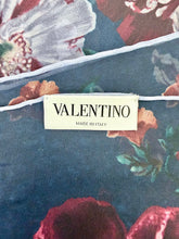 Load image into Gallery viewer, Valentino Garavani Blue Floral Silk Scarf