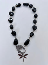 Load image into Gallery viewer, Rainey Elizabeth Black Onyx and Pave Diamond Dragonfly Pendant Necklace