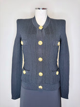 Load image into Gallery viewer, Balmain Black Knit Cardigan With Gold Buttons Size 38
