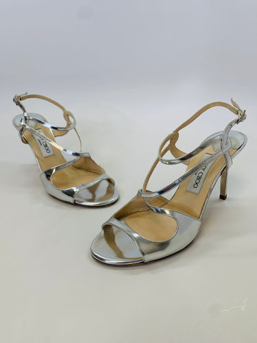 Jimmy Choo Silver Paxton Sandal Size 39 1/2