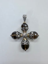 Load image into Gallery viewer, Konstantino Silver, Gold and Topaz Cross Pendant