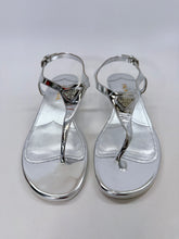 Load image into Gallery viewer, Prada Silver Logo Thong Sandals Size 39 1/2