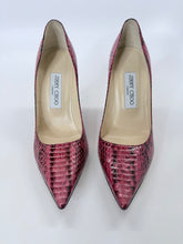 Load image into Gallery viewer, Jimmy Choo Abel Red and Black Snakeskin Pump Size 37