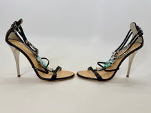Load image into Gallery viewer, Giuseppe Zanotti Black Leather and Crystal Strappy Sandals Size 38