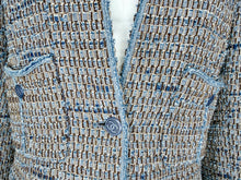Load image into Gallery viewer, CHANEL Blue and Brown Tweed CC Button Jacket Size 42