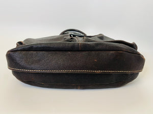 Brunello Cucinelli Brown Textured Leather Shoulder Bag